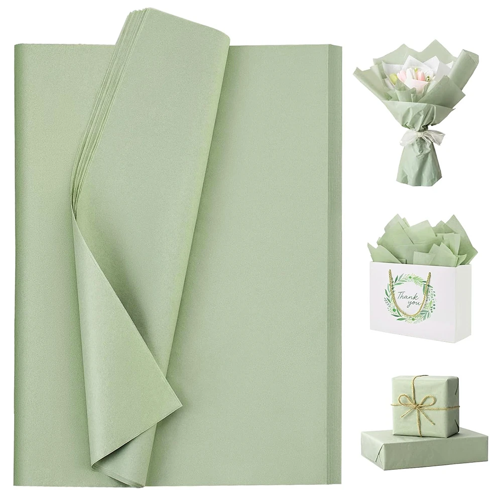 36PCS Sage Green Tissue Paper 70X50CM Wrapping Paper Tissue Paper for Gift Bags, Thin Gift Wrap Paper Bulk for DIY Crafts Gift