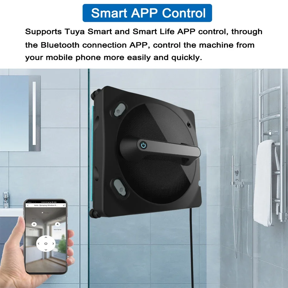 Purerobo Vibration W-V1S et Spray Fenêtre Robot Nettoyeur Échdébord