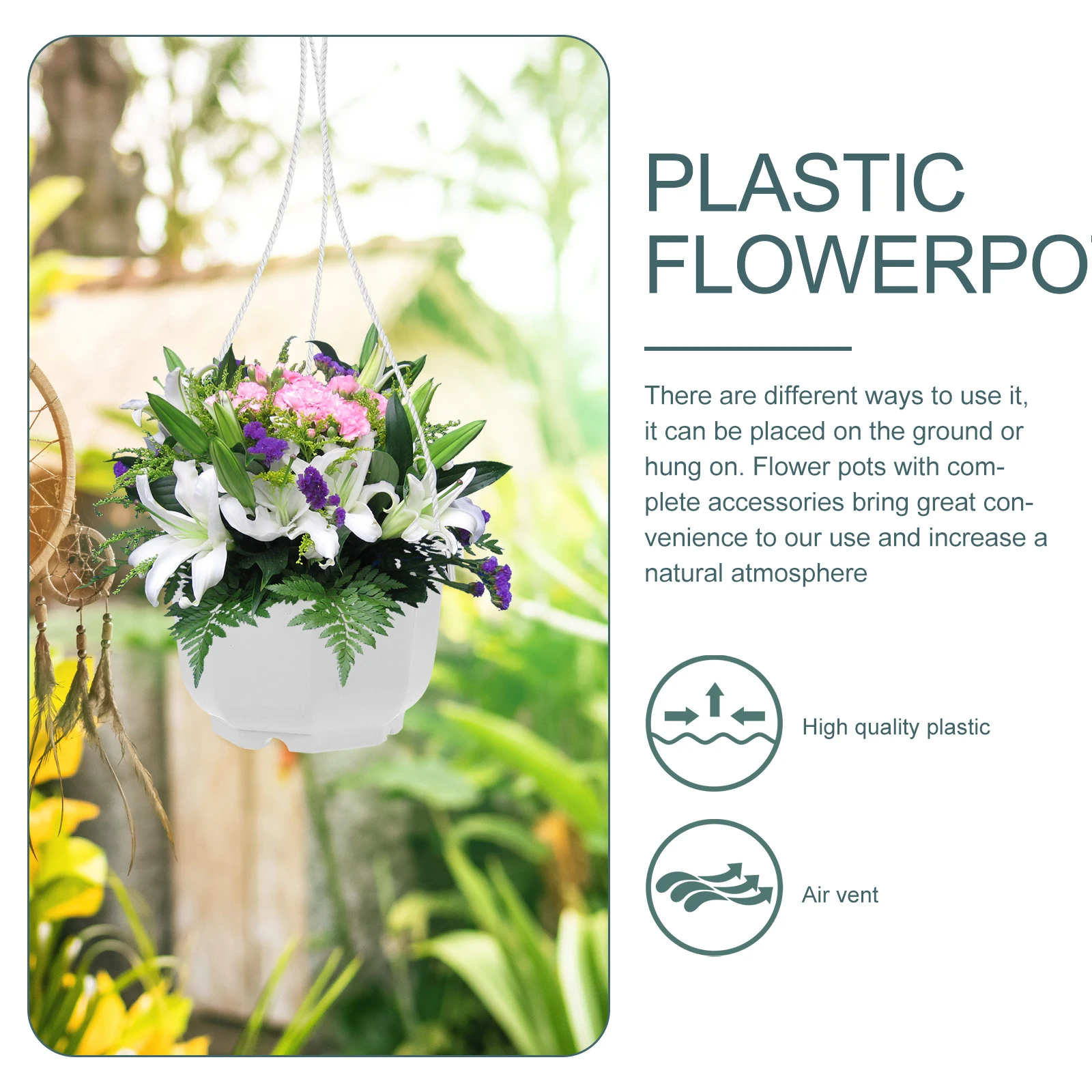 

8Pcs Plastic Flower Pots Hanging Plant Holders Durable Garden Planters Balcony Outdoor Indoor Hanging Flowerpots Set