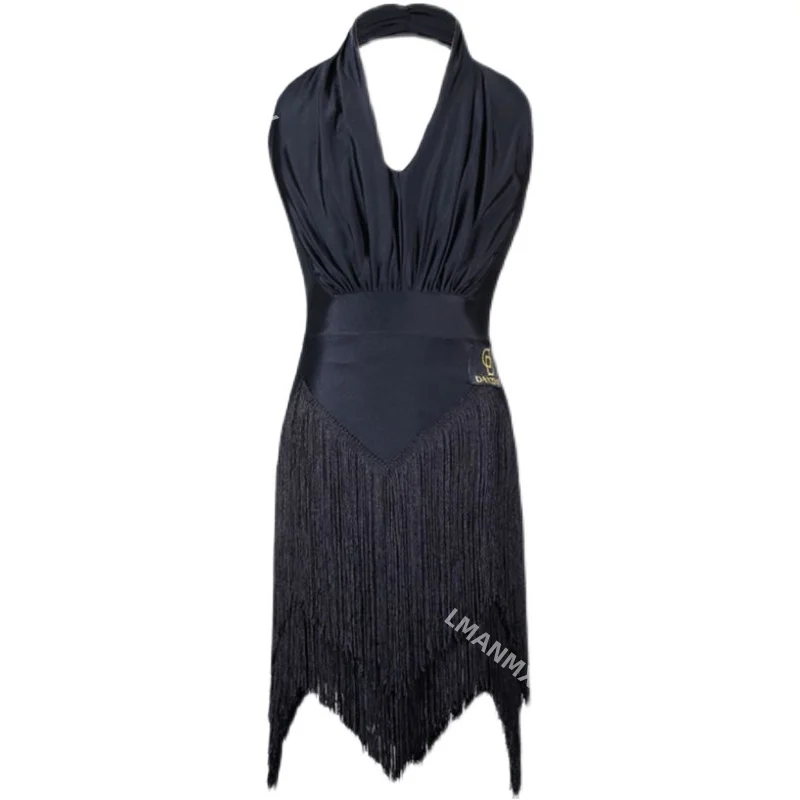 زي الرقص اللاتيني للفتيات والأطفال، ملابس ممارسة صيفية بدون ظهر، تنورة أطفال بدون أكمام