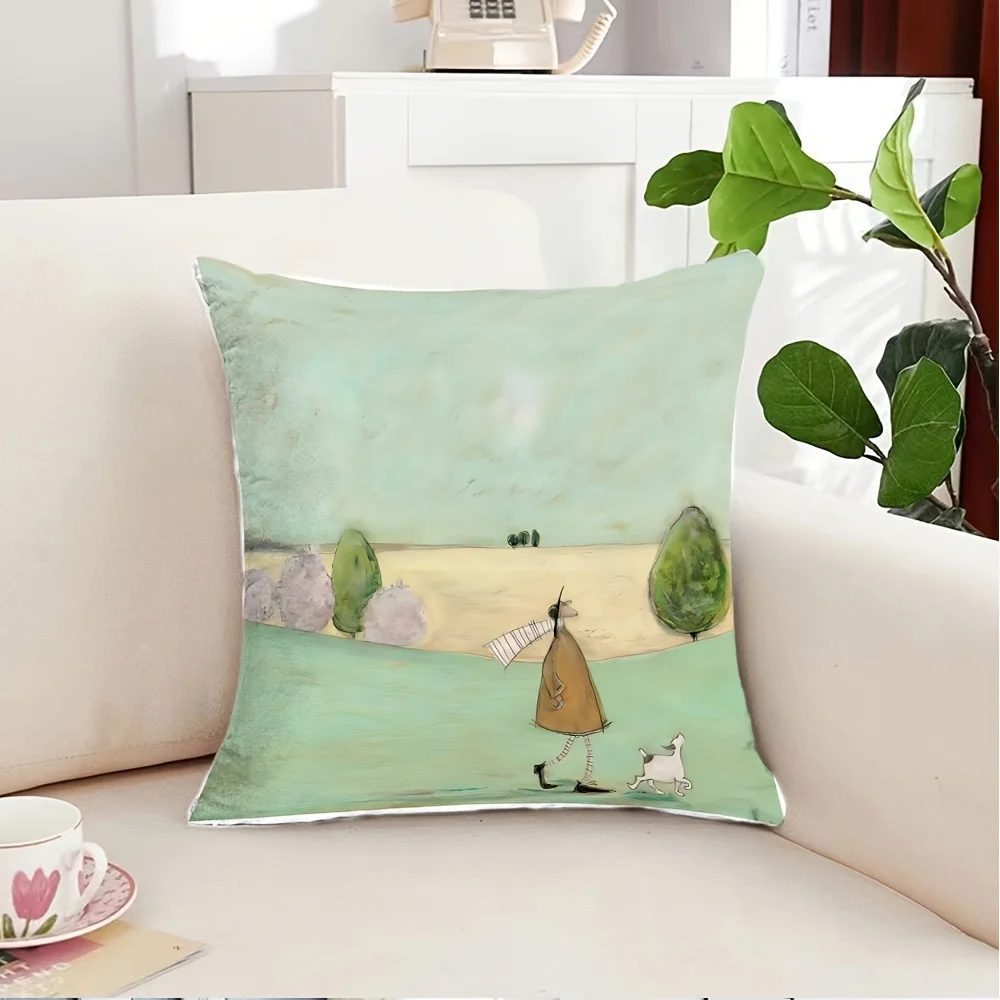 1pc Fashion Cartoon Printed Pillowcase, Soft Short Plush Fabric, Double-Sided Print, Hidden Zipper, Machine Washable, Pillow Insert Not Included, 18x18 Inches, Suitable for Sofa, Bed, Chair, Home Decorative Cushion Cover - Gift