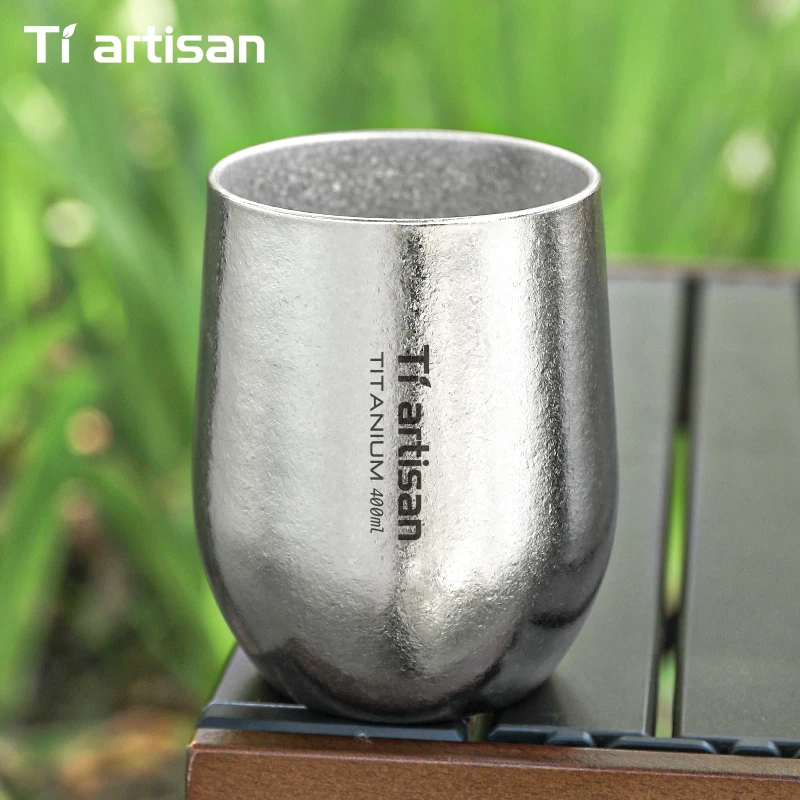 Tiartisan 255ml/400ml Pure Titanium Beer Cup Outdoor Camping Drinkware Lightweight Portable Double Layer Coffee Tea Mug gallery 3