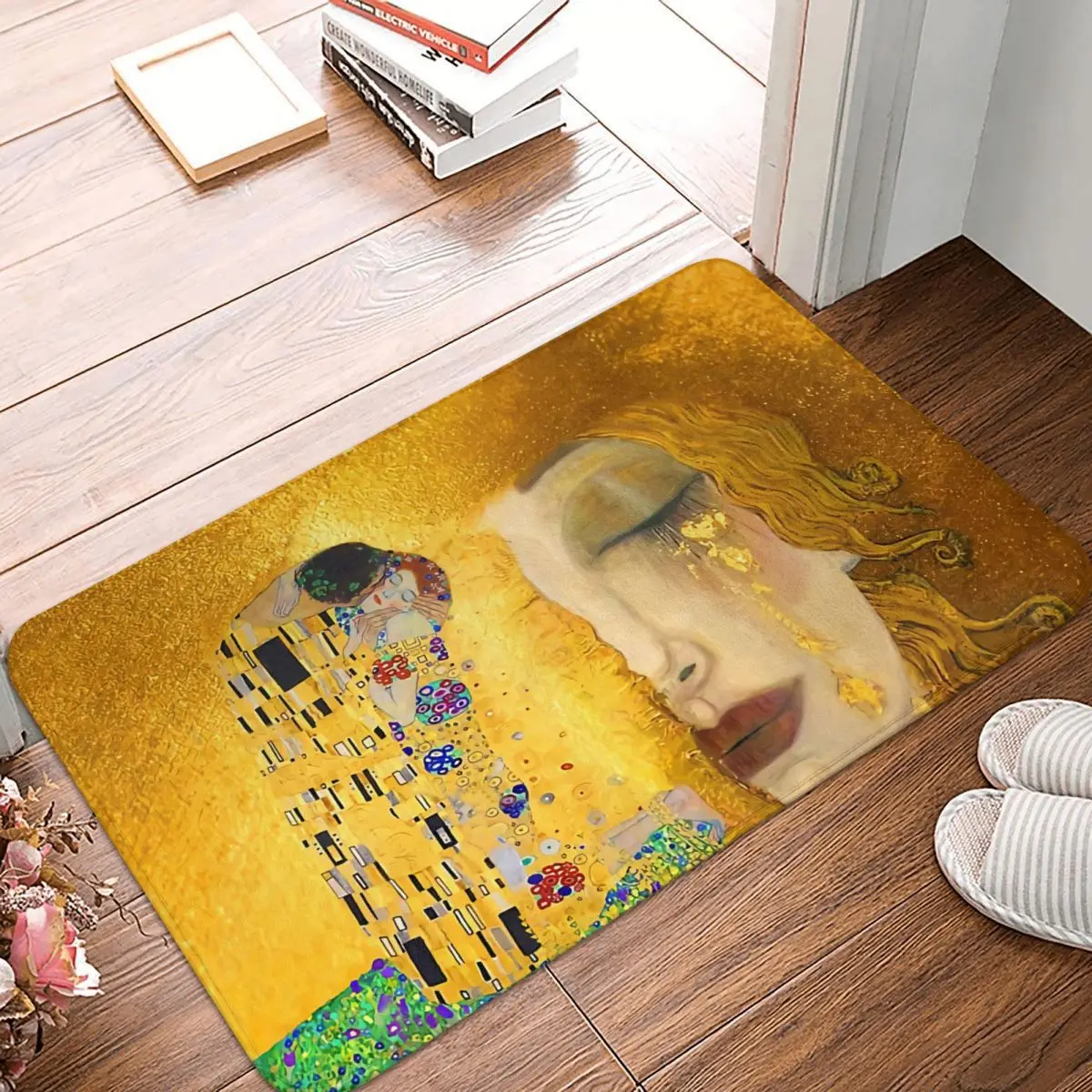 

Gustav Klimt Oil Paniting Non-slip Doormat Freya's Tears And The Kiss Living Room Kitchen Mat Outdoor Carpet Flannel Pattern