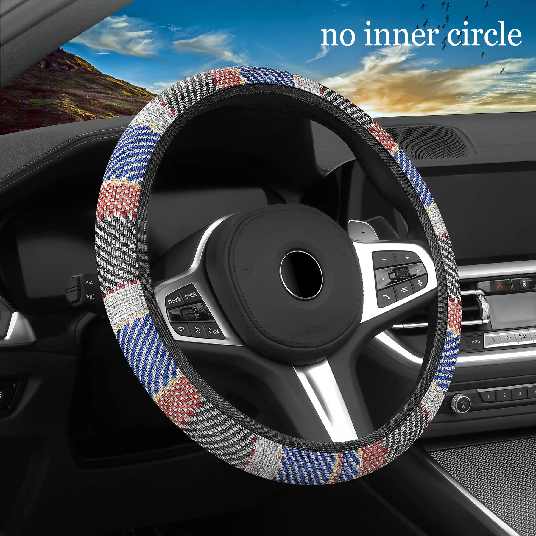 

Universal No inner ring elastic steering wheel cover breathable non-slip braided PU car handle cover general purpose Accessories