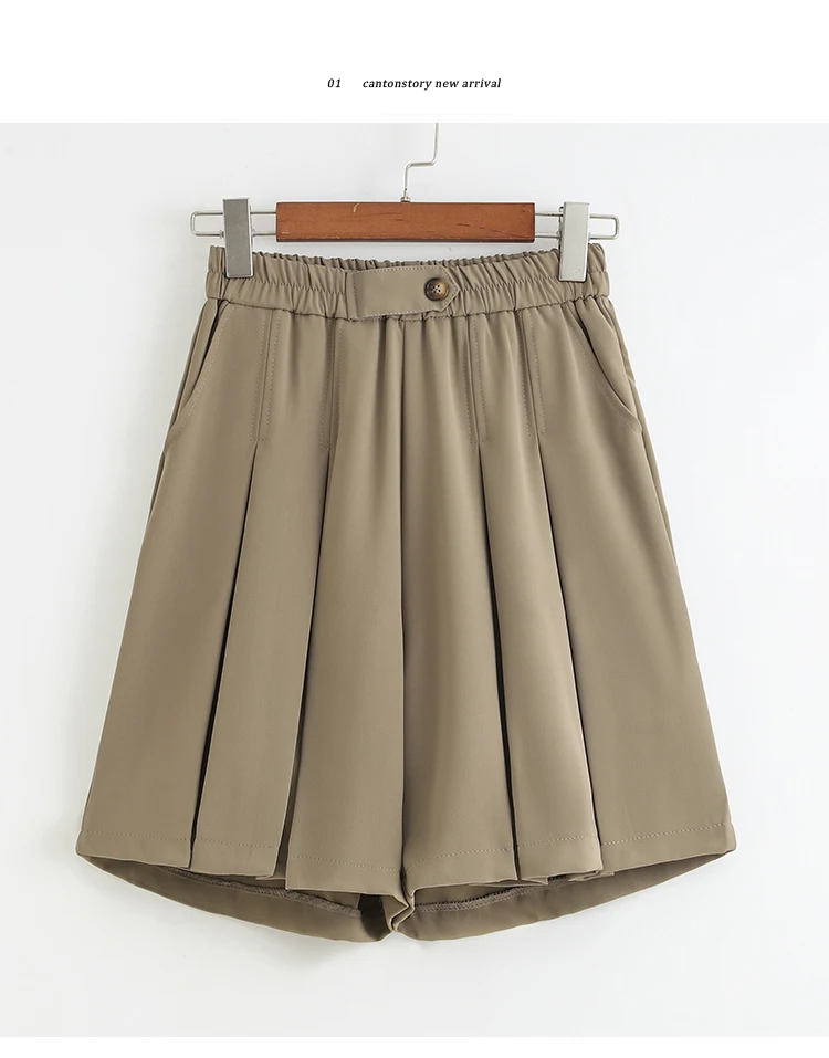 

vintage Spliced split button Pockets Chic Tube gothic short Pants High Street Basics Plus Size Clothing women clothing