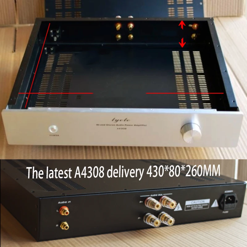 430*80*260MM A4308 Amplifier Chassis DIY Box Enclosure Class A Home Audio Music Sound Speaker Amplifier Shell House