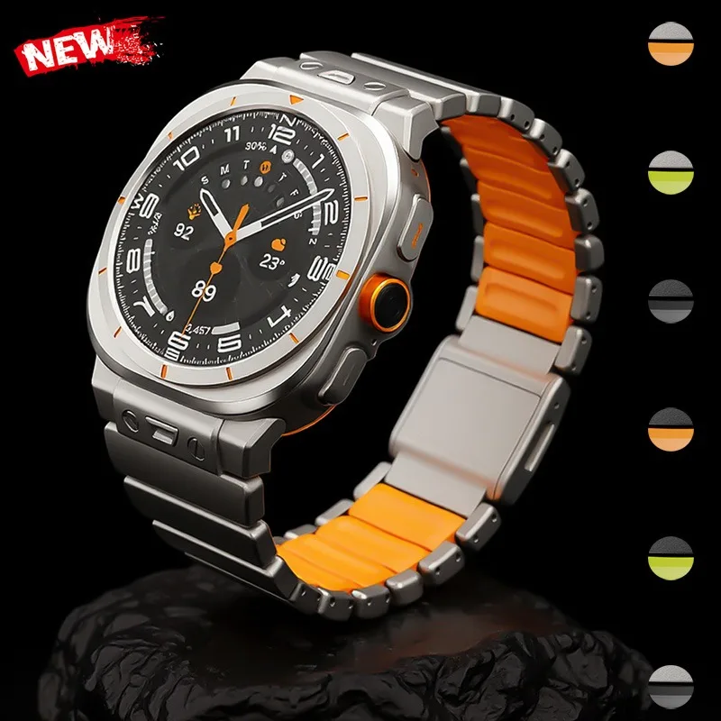 

Ремешок из нержавеющей стали для Samsung Galaxy Watch Ultra 2025 Роскошный силиконовый магнитный ремешок для делового браслета Galaxy Ultra 47 мм