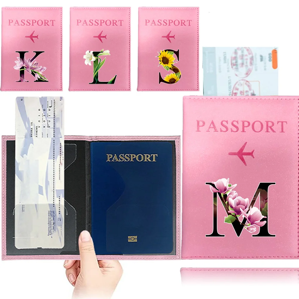 

Airplane Passport Cover Women Men Travel Passport Case UV Print Flower Color Series Passport Wallet Purse Girl Passports Holder