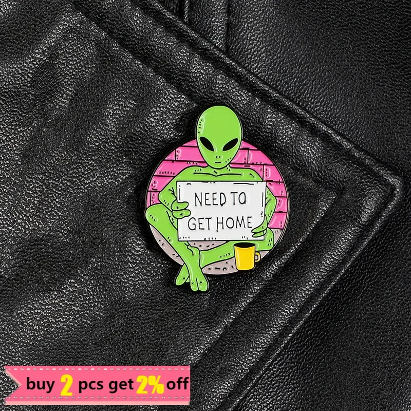 Begging ET Enamel Pins Custom Alien Brooches for Bag Shirt Lapel Backpack Banner Funny Badge Jewelry Gift for Kids Friends