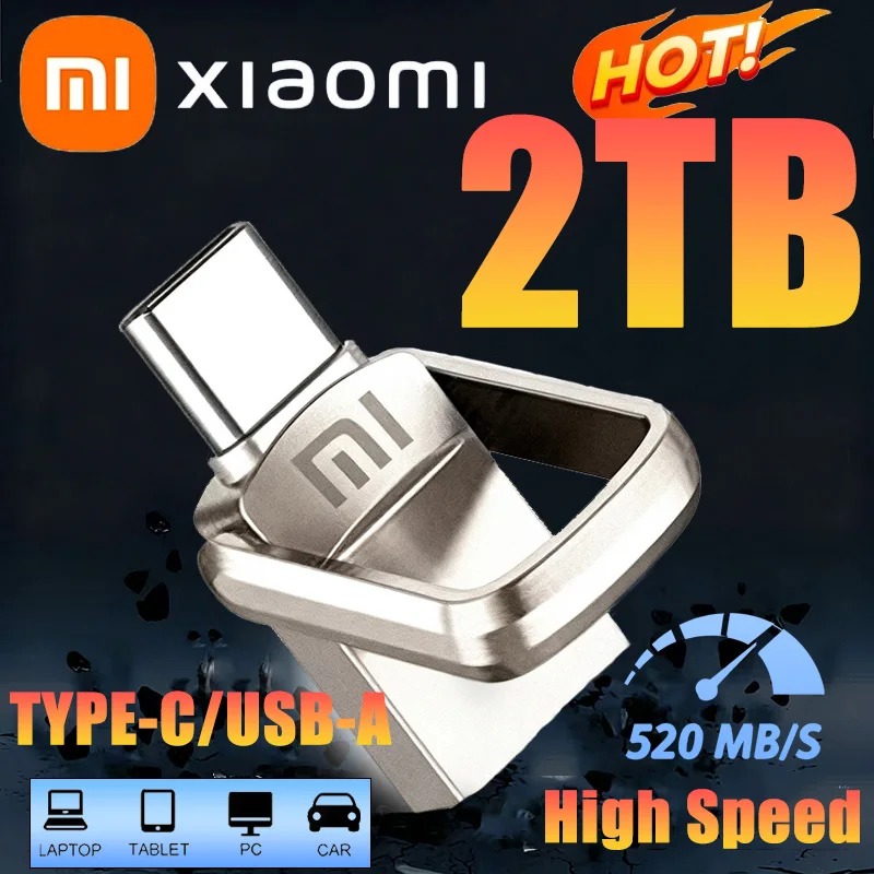 Xiaomi USB 3.2 2 تيرا بايت محركات أقراص فلاش عالية السرعة محرك القلم المعدني مقاوم للماء تخزين الذاكرة U القرص عصا القلم محرك 1 تيرا بايت 512 جرام 256 جرام 128 جرام #1