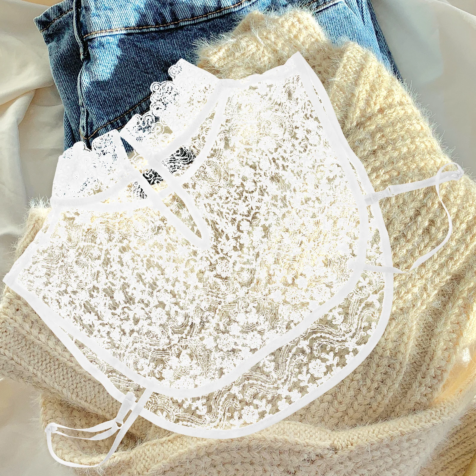 

Faux Detachable For Women Fake Lace Blouse Collar White Shirt Attachment False Neckline Enhancer Fake Collar Undershirt
