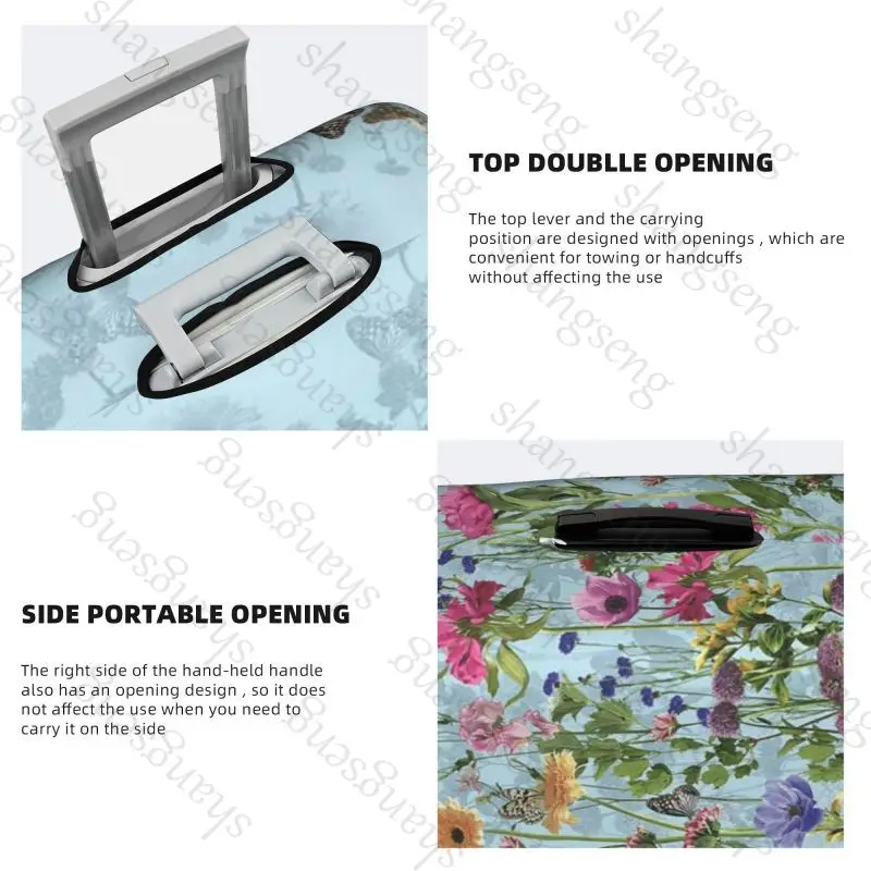 حقيبة واقية لحقيبة السفر، غطاء حقيبة السفر، حماية مرنة، غطاء أمتعة قابل للغسل، 18-32 بطباعة زهور الفراشة #3