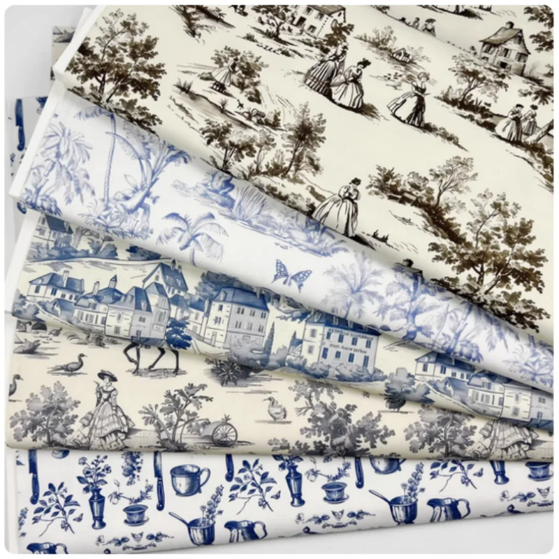 

145cm wide French classical country animal pattern cotton plain weave fabric, DIY handmade table cloth decorative cloth, T75