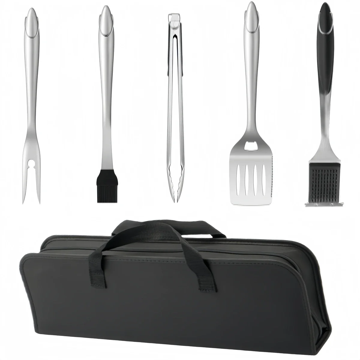 

BBQ Parties Outdoor Cooking Silver Black Outdoor Barbecue Kit Bbq Tools For Camping Trips Complete Cooking Tools