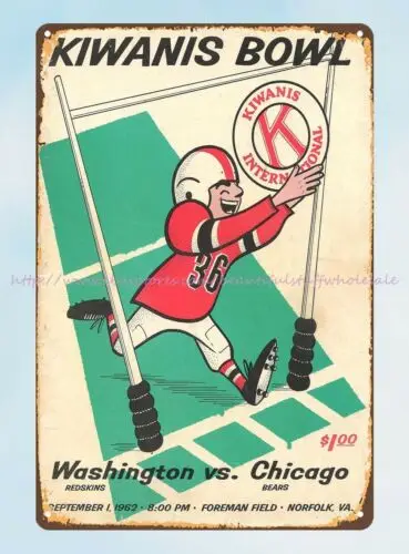 1962  sports vintage reproduction Kiwanis Bowl football program tin