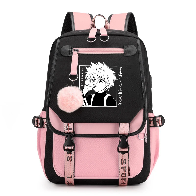 Fashion Bag Anime Killua Zoldyck Print Backpack Boy Girl School Bag Women Men Teens Travel Bag Daily Backpack