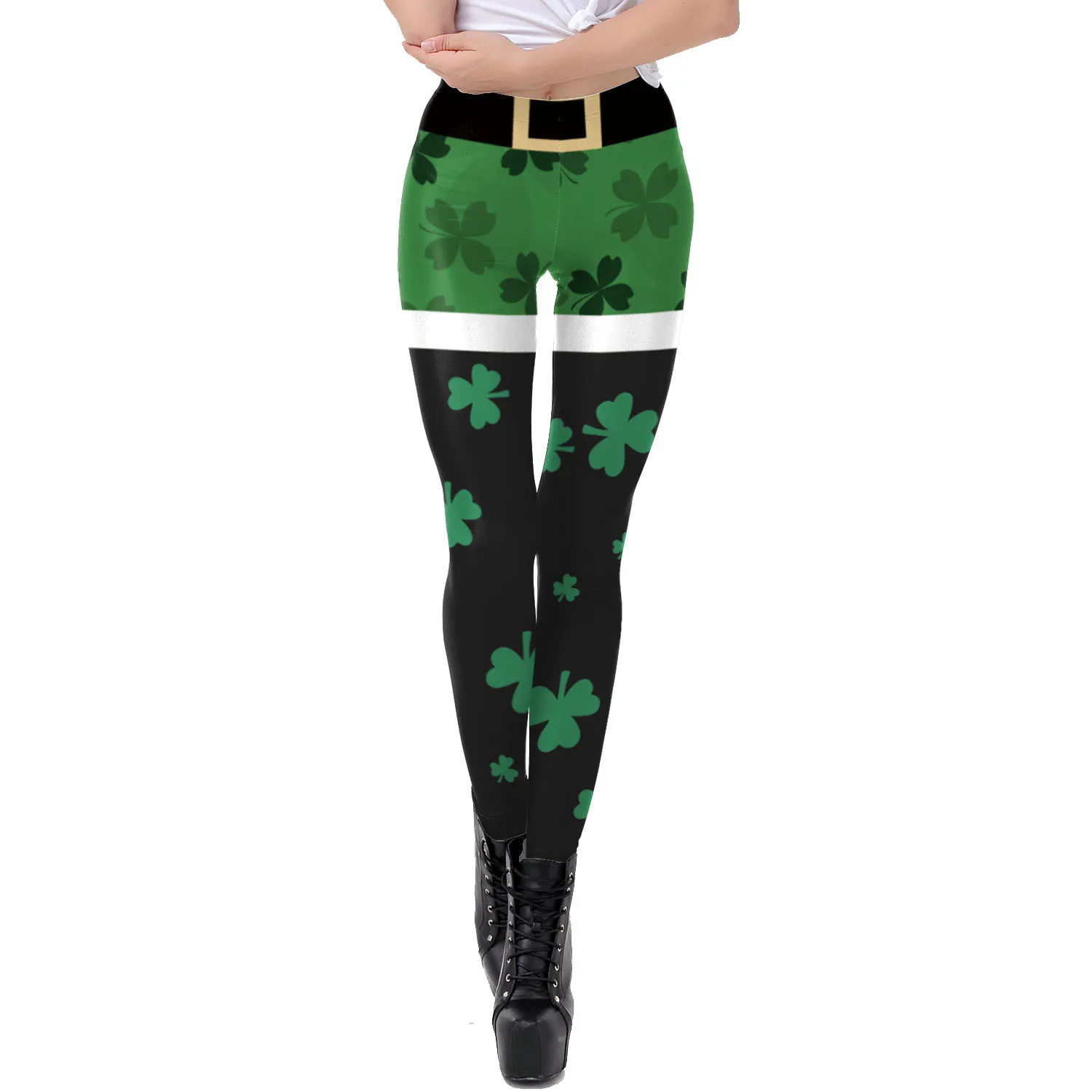 St. Patrick's Day Cosplay Casual Leggings Green Clover Printed Leggings Sport Women Fitness Trousers Drop Shipping