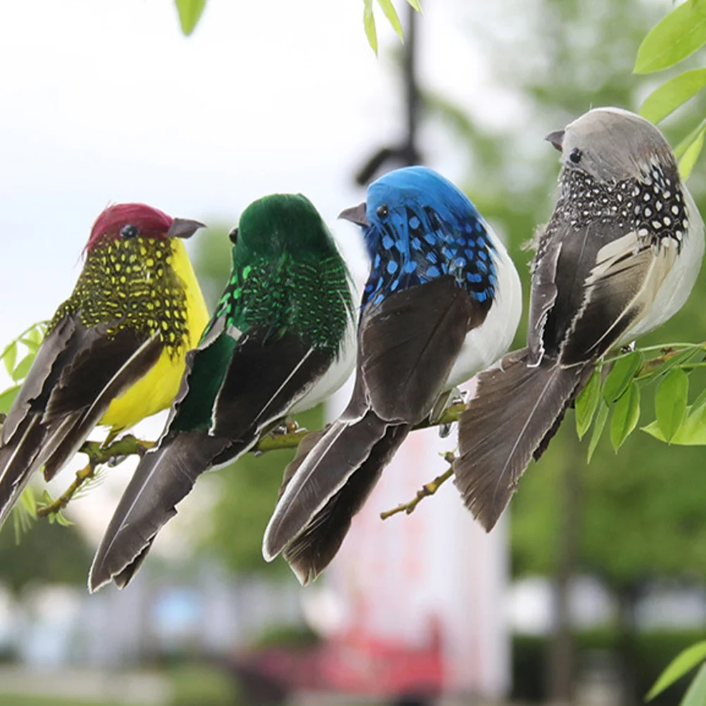 

4pcs Artificial Birds Decoration Realistic Foam Small Sparrow Garden Lawn Bird Figurine Landscape Ornament Prop