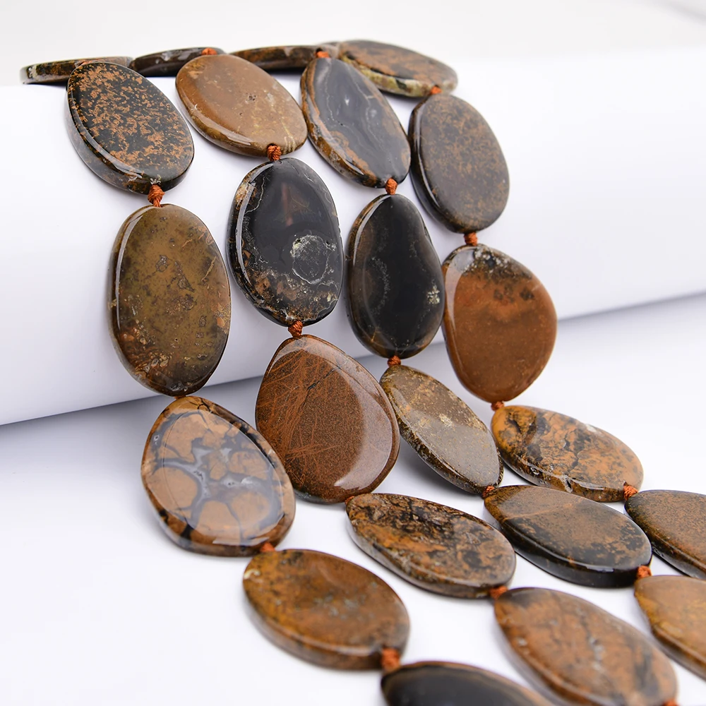 APDGG Large Size Natural Brown Divine Eye Lace Agate Geode Freeform Slice Loose Pendant Beads 15.5'' Strand Jewelry Making DIY