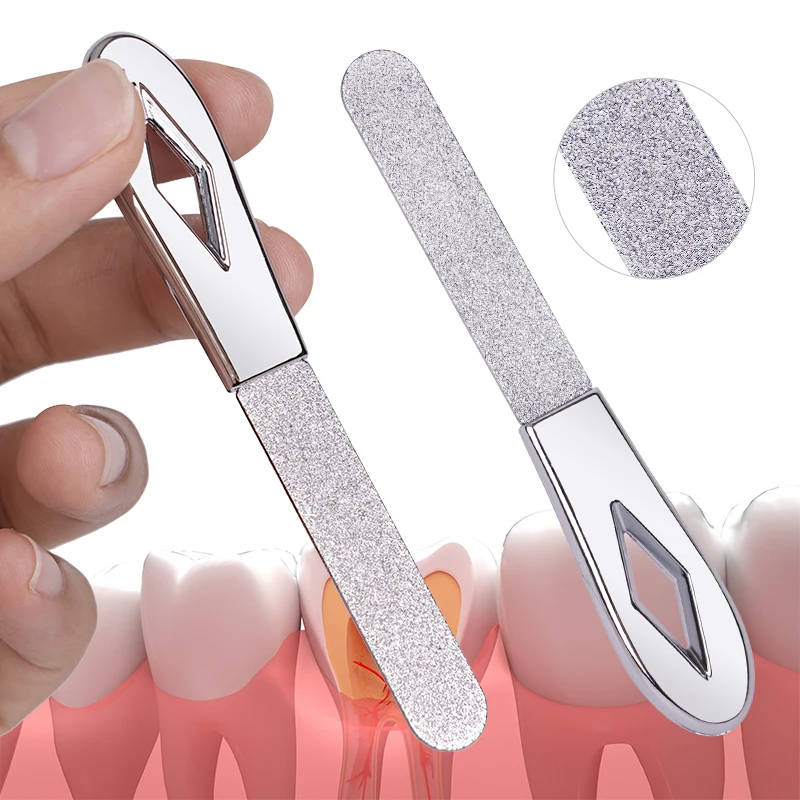 2pcs Tooth Grinding Tools Stainless Steel Teeth File Wisdom Tooth Sandpaper Stick For Tooth Alignment Dental Correction Tools