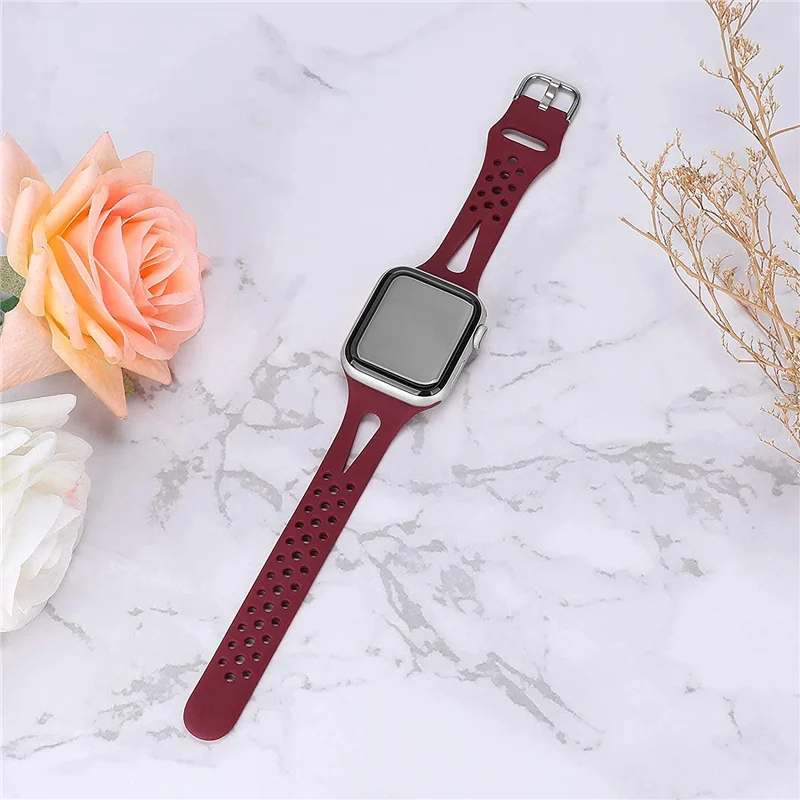 Slim strap for Apple watch band 40mm 44mm 41mm 45mm 49mm 38mm Silicone watchband correa bracelet iWatch 3 5 se 6 7 8 Ultra band