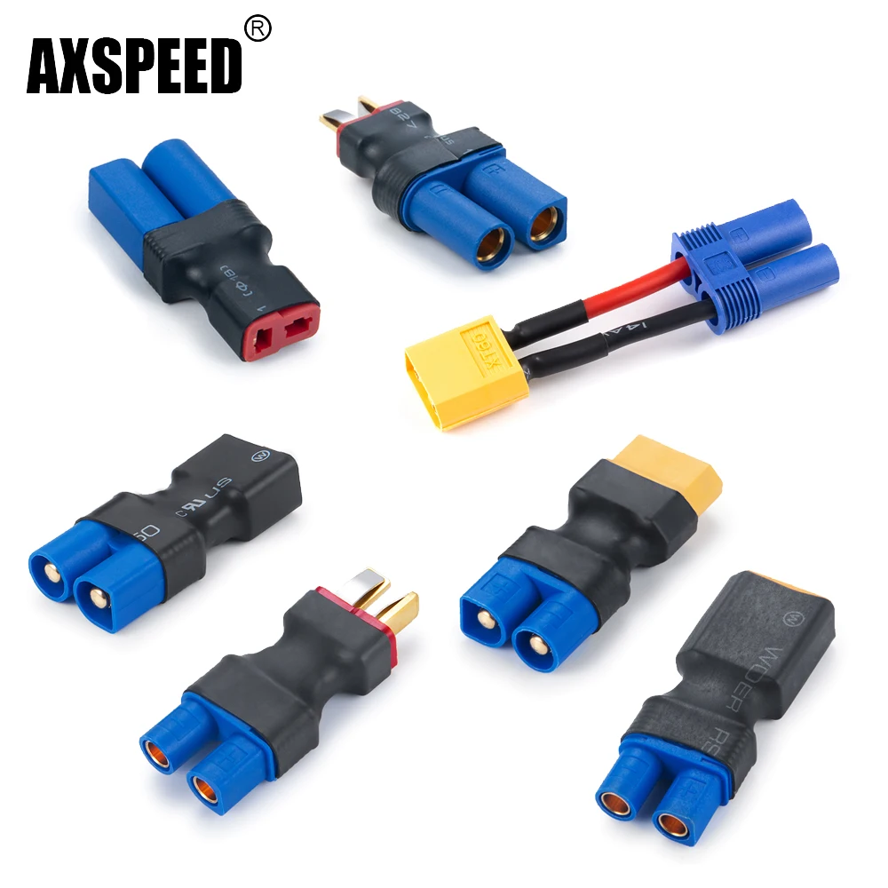 AXSPEED EC3/EC5 Female Male XT60/T-Plug Connector Plug Adapter TRX Rc Lipo Battery Connector for 1/10 RC Car  Accessories