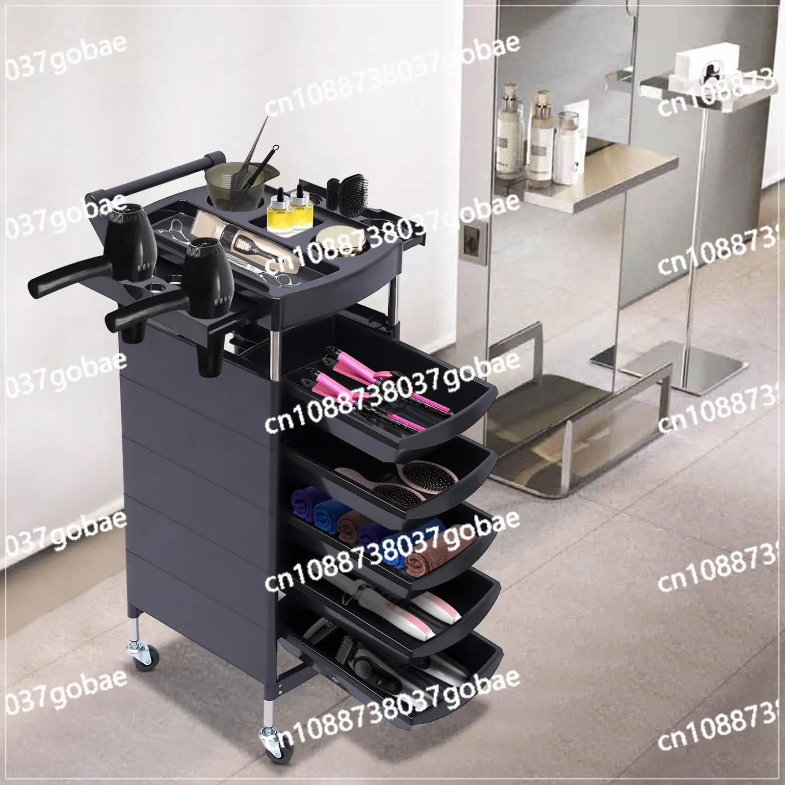 عربة أدوات صالون التجميل، رف متعدد الوظائف لتصفيف الشعر #5
