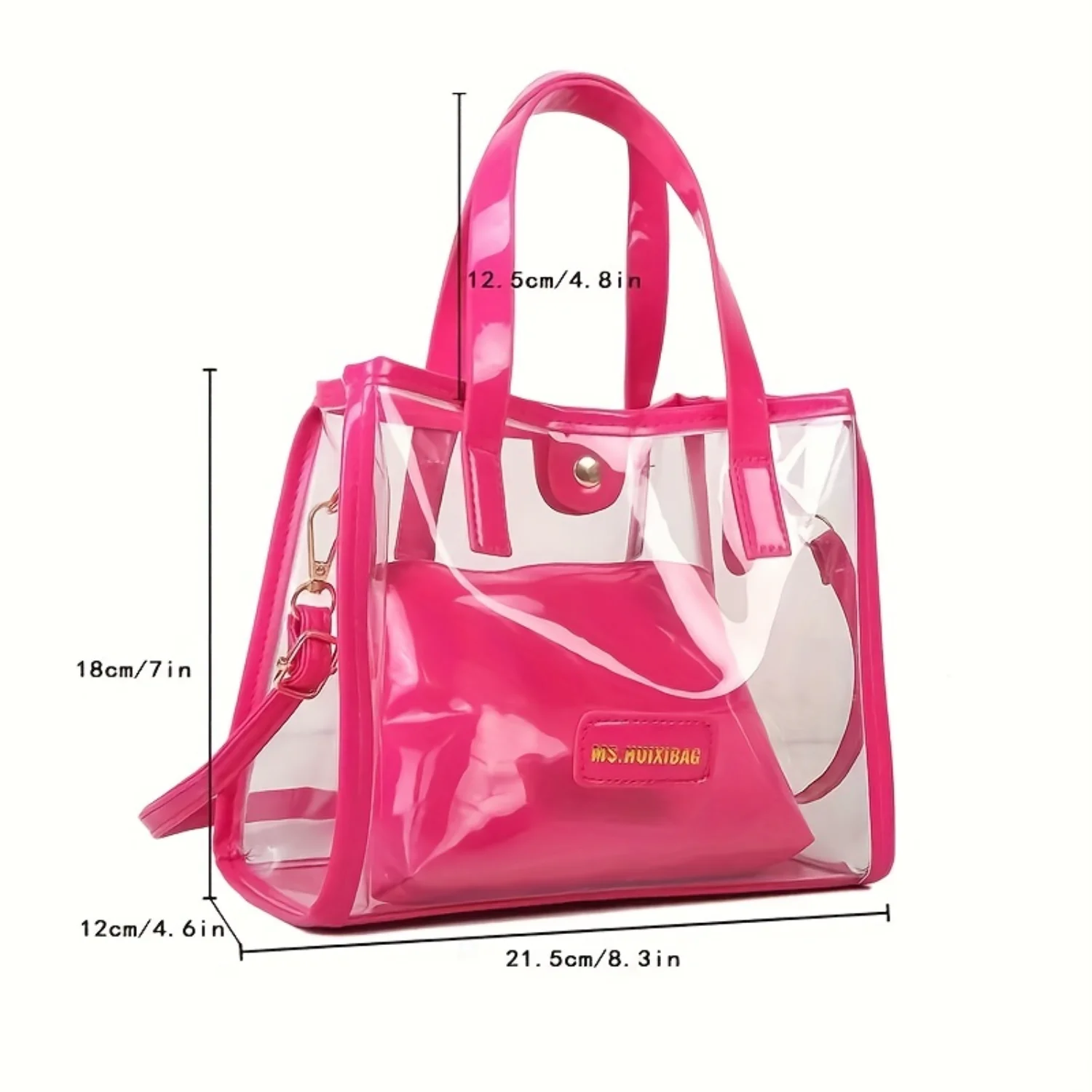 

2Pcs Transparent Tote Bag Set, Candy Color Crossbody Bag, Waterproof PVC Jelly Bag For Summer Beach Crochet hook set Markers