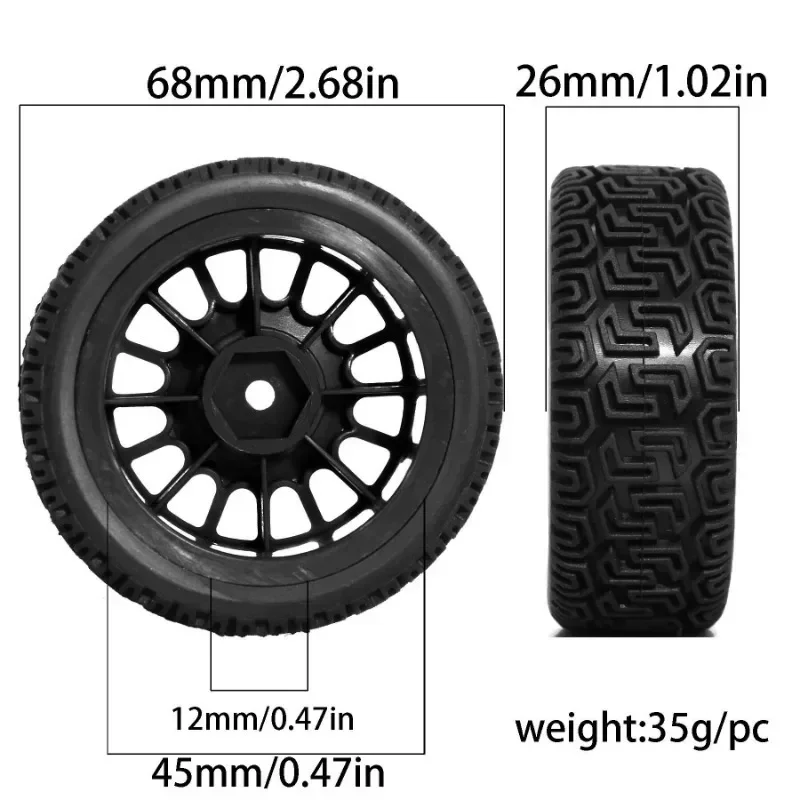 4 szt. opon rally 68mm, gumowe opony do kół, do Tamiya XV01 XV02 TT01 TT02 PTG-2 1/10 RC, części zamienne do tuningu samochodów wyścigowych rally