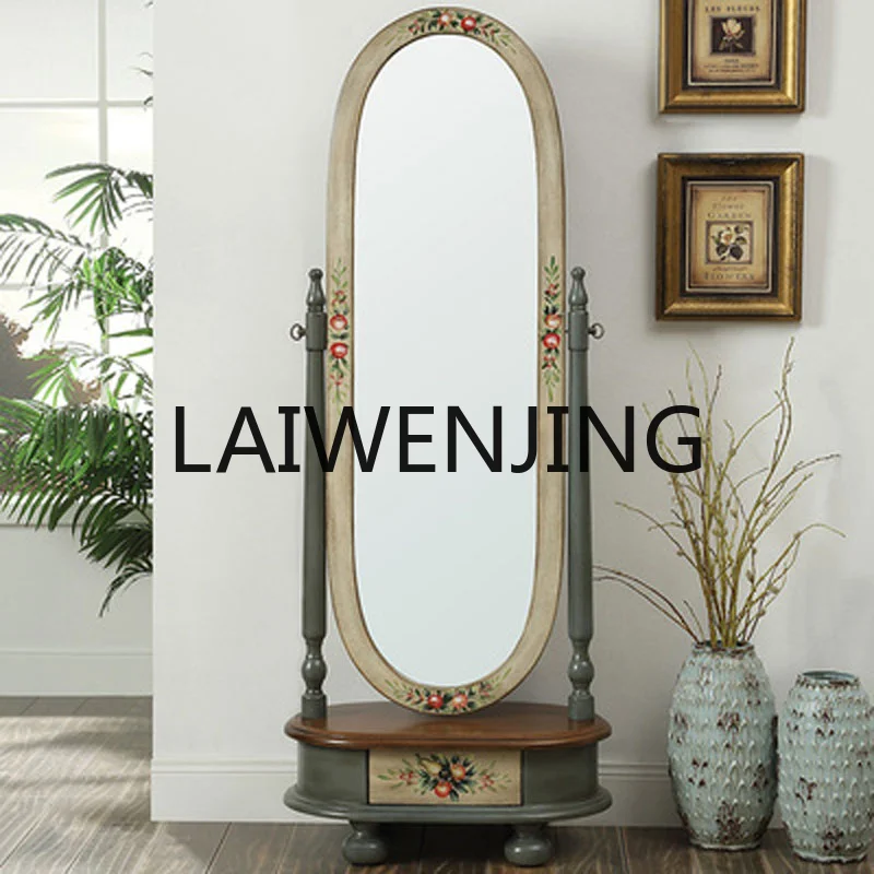 

Full-Length Mirror Home Bedroom Painted Women's Fitting Three-Dimensional Movable Floor Stand Mirror