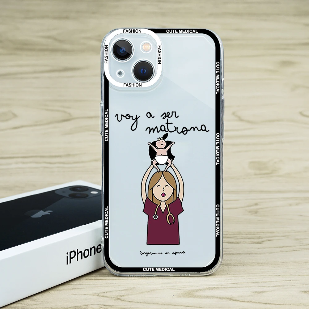 Cartoon Medicine Doctor Nurse Phone Case for IPhone 14 13 11 Pro Max 12 Mini XS MAX XR SE2 7 8Plus Cover Soft Clear Fundas Coque