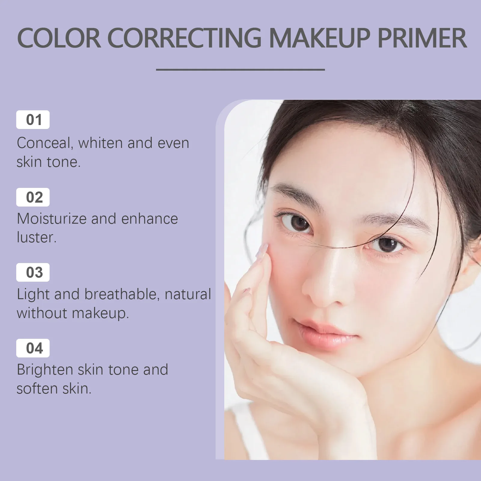 Eelhope Color Correcting Cream Moisturizing Facial Lighten Skin Brightening Pore Minimizer Lightweight Primer Makeup Base 30g