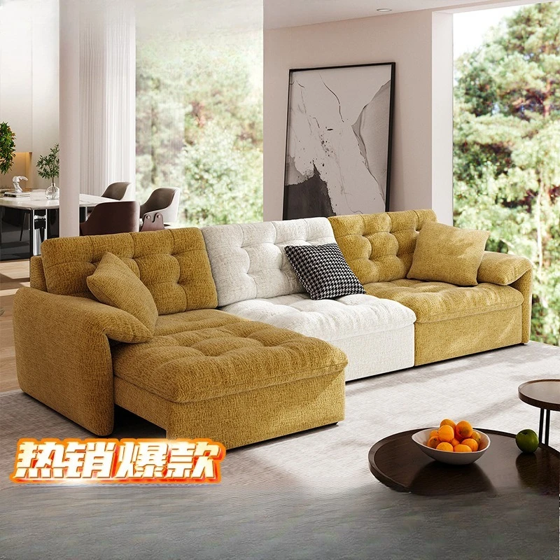 Modern minimalist cream wind electric retractable sofa living room multi-functional collar against the wall color matching strai