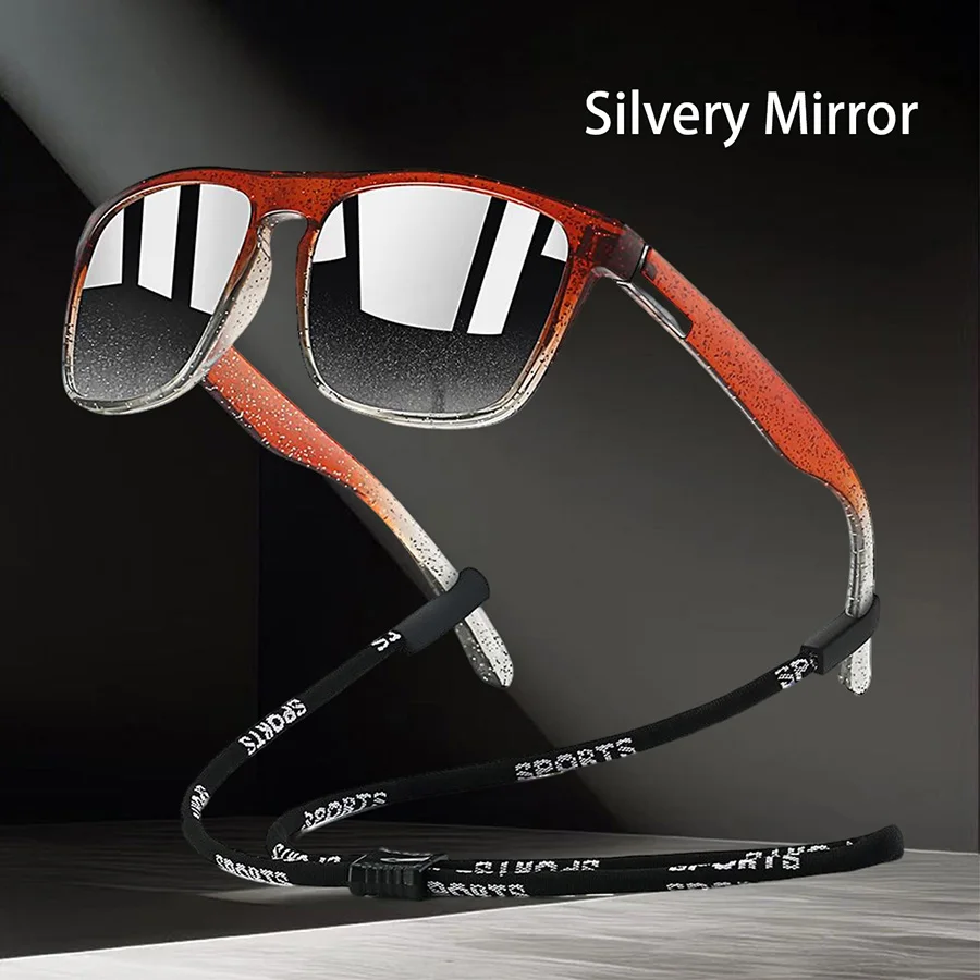 Outdoor-Sonnenbrille mit klassischem quadratischem Rahmen, modische Sonnenbrille, Fahrbrille, Angel-Schutzbrille für Herren und Damen mit Kette – Detail 14