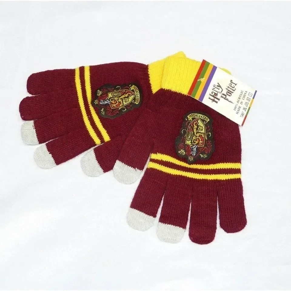 Harry Potter Warm Glove Hogwarts Movie Peripheral Gryffindor Hufflepuff Slytherin Badge Cosplay Props Children\'s Toys Gifts