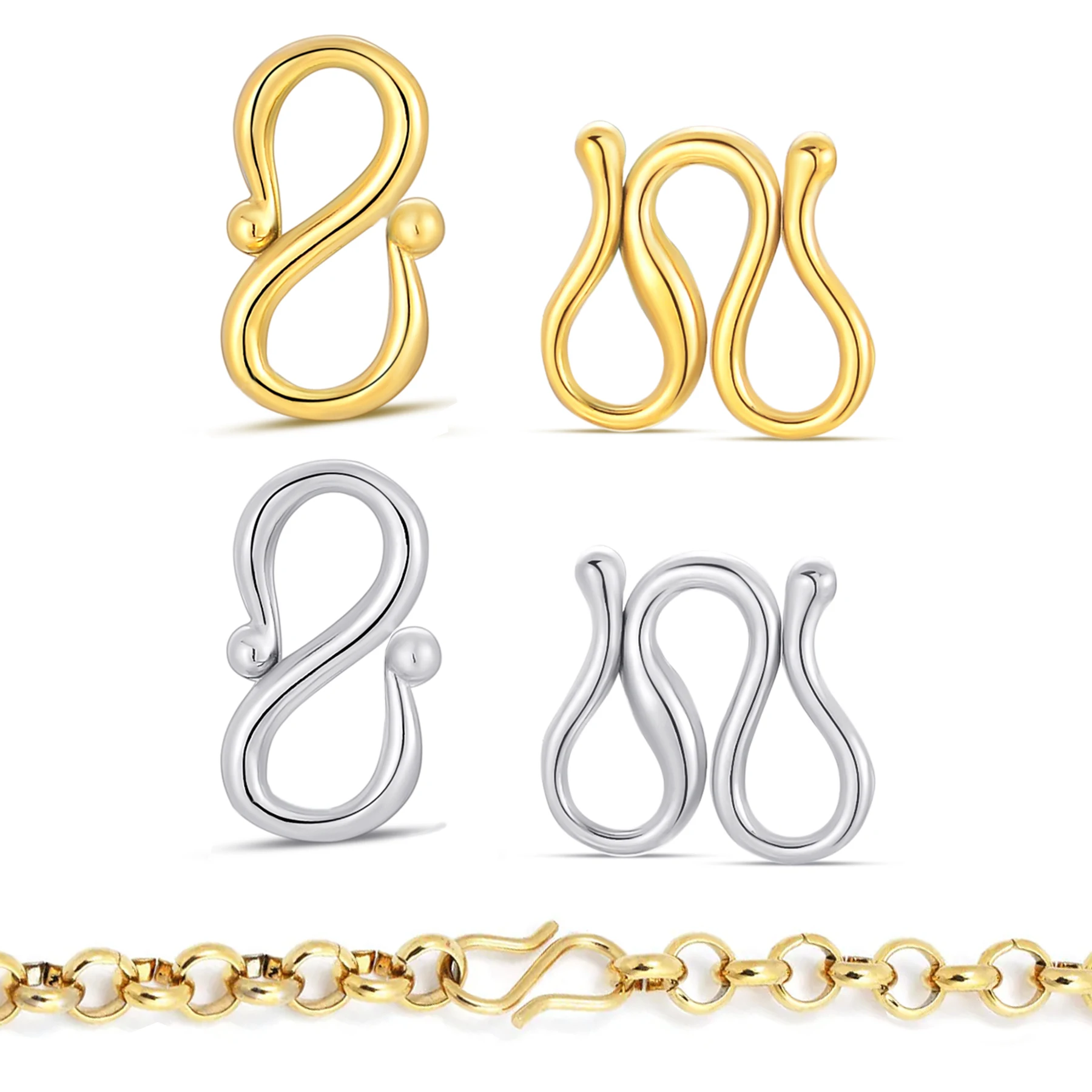 الجملة 20 قطعة الفولاذ المقاوم للصدأ S M شكل مجوهرات المشابك السنانير نهاية المشبك موصل ل قلادة سوار صنع المجوهرات العثور