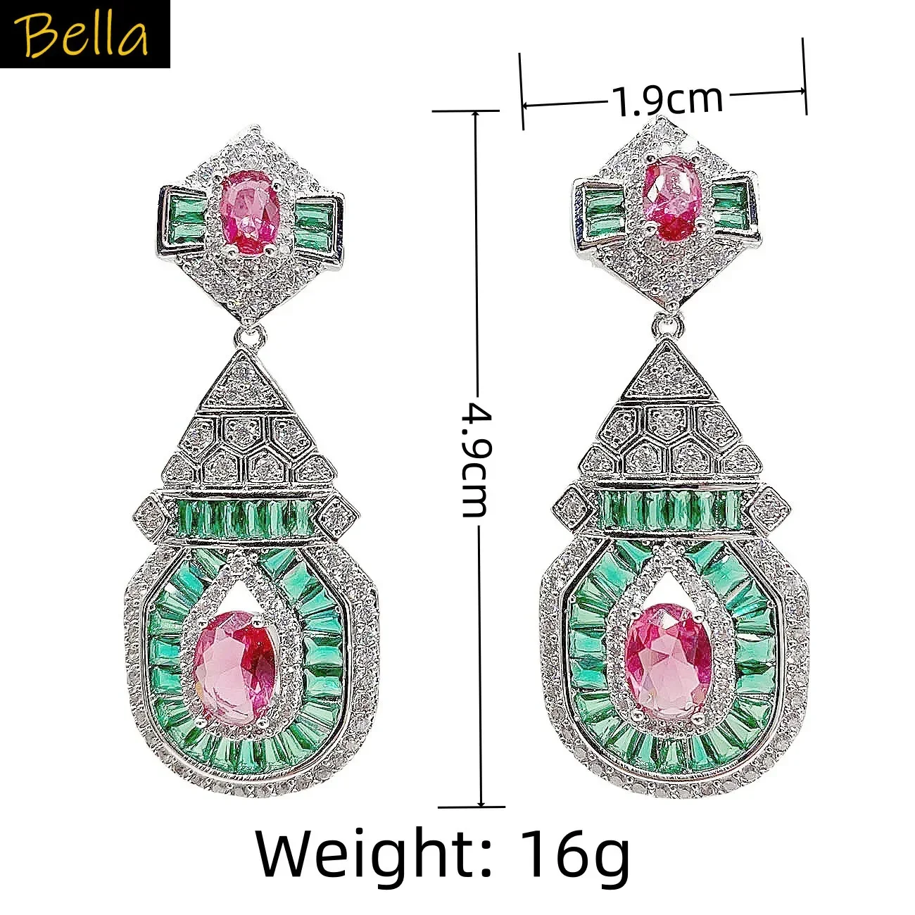 أقراط نسائية أزرق أخضر أبيض الزركون مجوهرات فاخرة تألق الزفاف الزفاف استرخى أقراط مساء حفلة هدية دروبشيبينغ