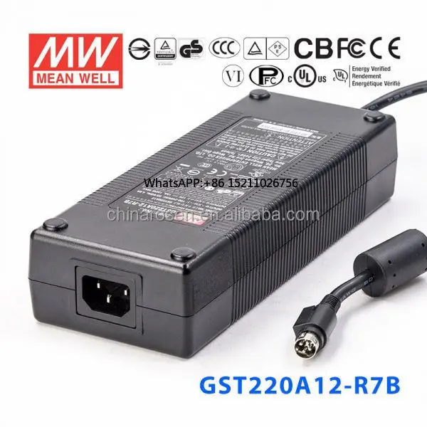 

ORIGINAL Meanwell GST220A12-R7B 180W 12V/15A AC-DC Class l Level Vl Adaptor Switch Power Supply