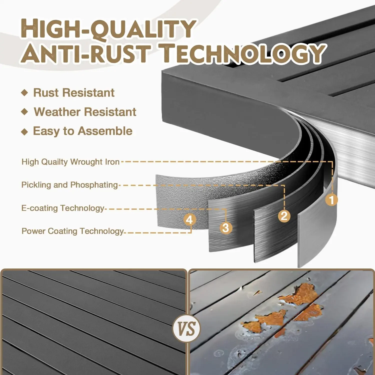 [سعر مخفض! ] طاولة طعام خارجية مقاس 37 بوصة × 37 بوصة لـ 4 أشخاص، طاولة طعام معدنية مطلية بالطلاء الإلكتروني مع فتحة مظلة مقاس 1.57 بوصة، مناسبة لجميع الأحوال الجوية