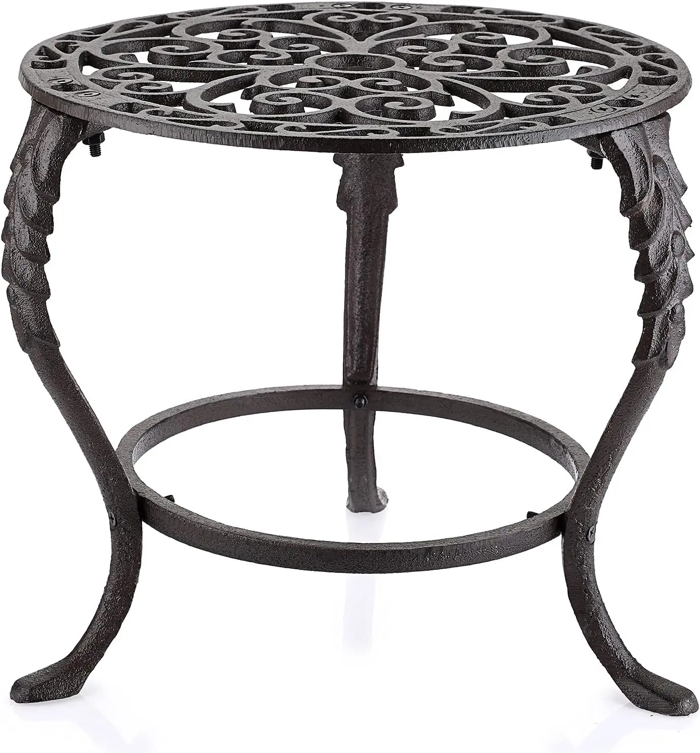 Heavy Duty Cast Iron Plant Stand, Rustic Vintage Flower Pot Holder, Indoor Outdoor Metal Rack for Home Garden