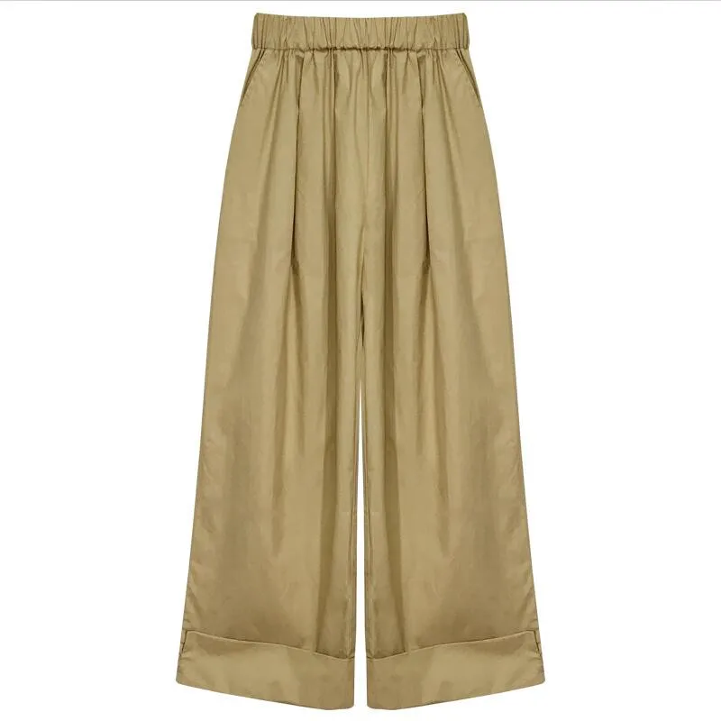 

Лидер продаж, осенние женские хлопковые льняные брюки до щиколотки, однотонные повседневные свободные широкие брюки, брюки больших размеров