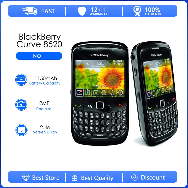 BlackBerry 8520 Refurbished-Original 8520 Curve Mobile Phone Smartphone Unlocked 3G WIFI 8520 Cellphone  free shipping