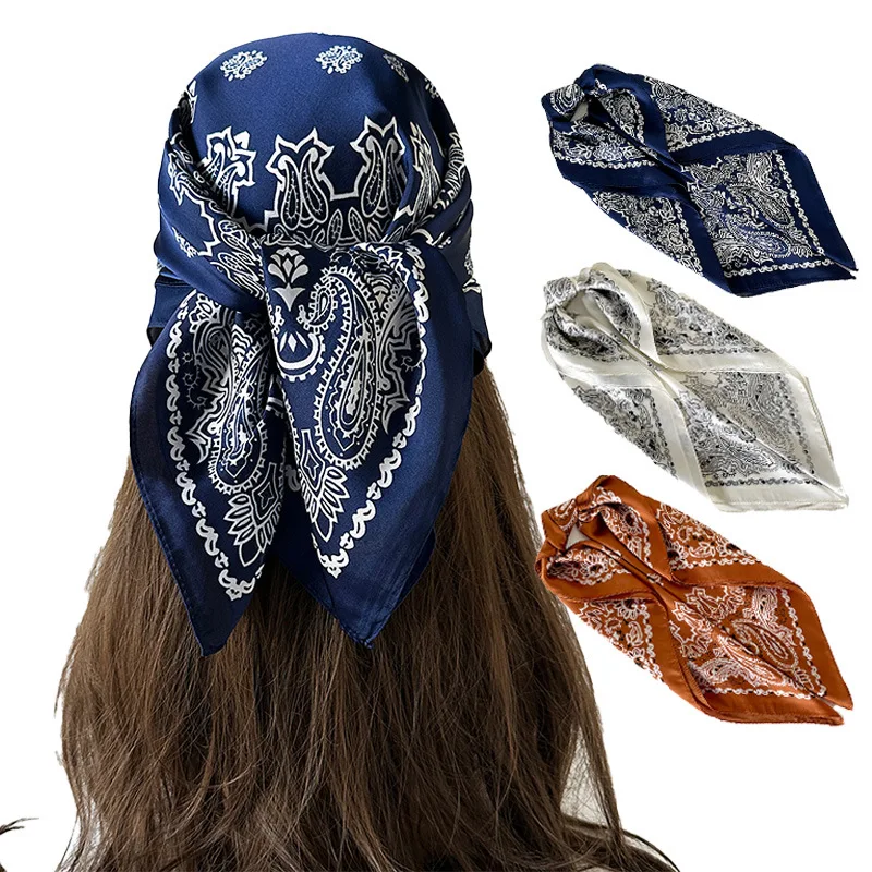 

Pelisse Cashew Square Scarf Headscarf 70cm Silk Scarves Women Retro Decorative Scarf Neck Scarf Shawl Multifunctional Accessory