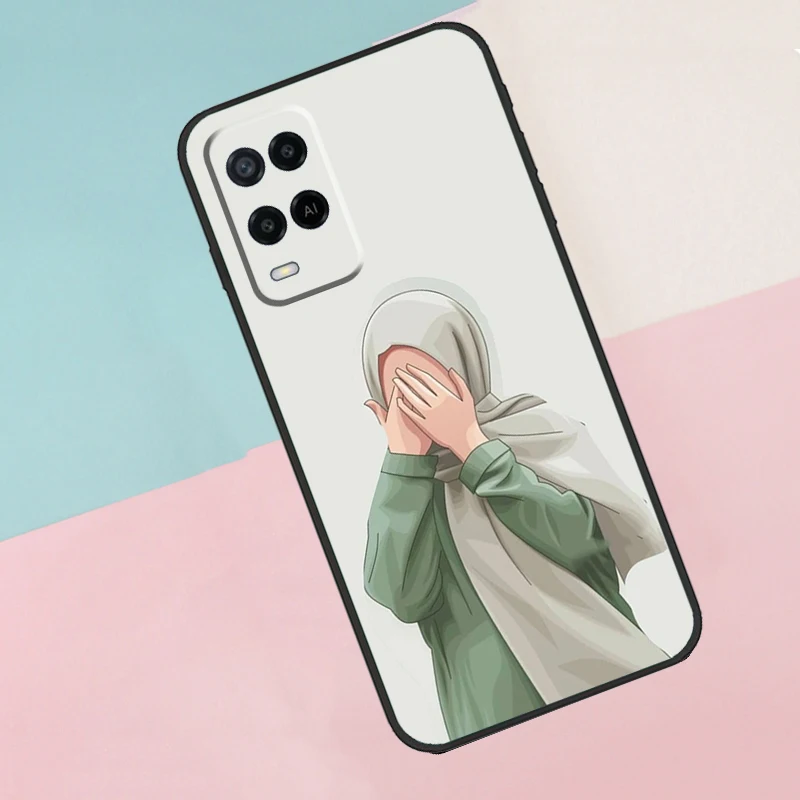 Muslim Islamic Arabic Hijab Gril For Oppo A16 A76 A96 A15 A80 A60 A40 A94 A54 A98 A78 A18 A38 A58 A17 A77 A74 A57S Phone Case view 3