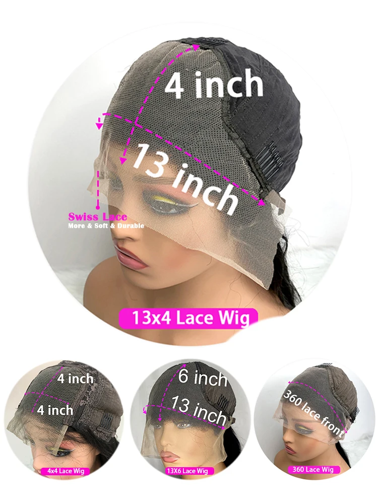 360 Full Hd Transparente Osso Straight Lace Front 4x4 Encerramento Perucas de Cabelo Humano Para Mulheres 30 40 Polegada 13x4 13x6 Lace Frontal Peruca