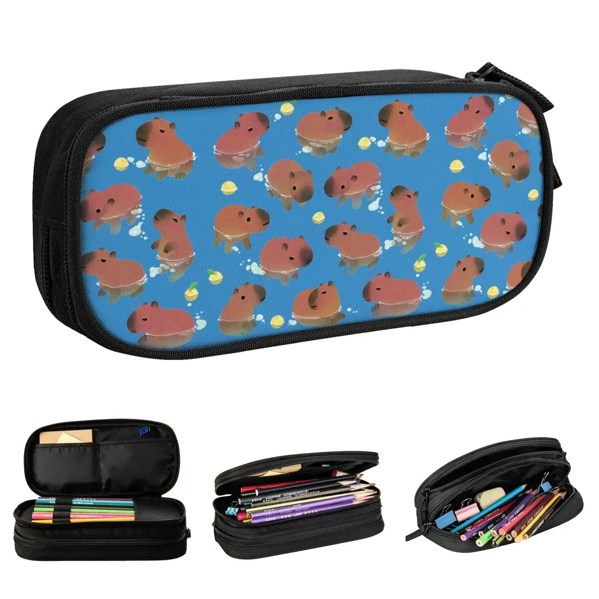 

Fashion Capybath Time Capybara Cute Pencil Case Pencilcases Pen Box Kids Large Storage Bag Students School Cosmetic Stationery