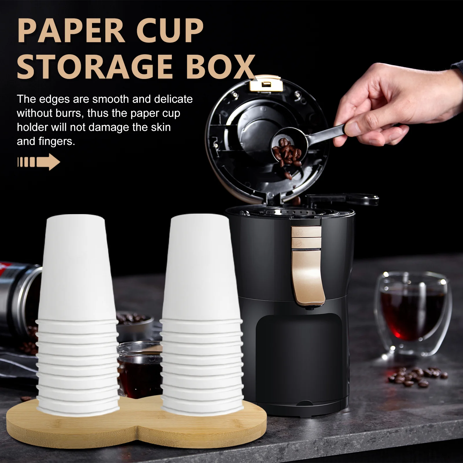 Bamboo Cup Holder Coffee Mugs Home Supplies Storage Organizer Bar Counter Station for Countertop Paper Rack Dispenser