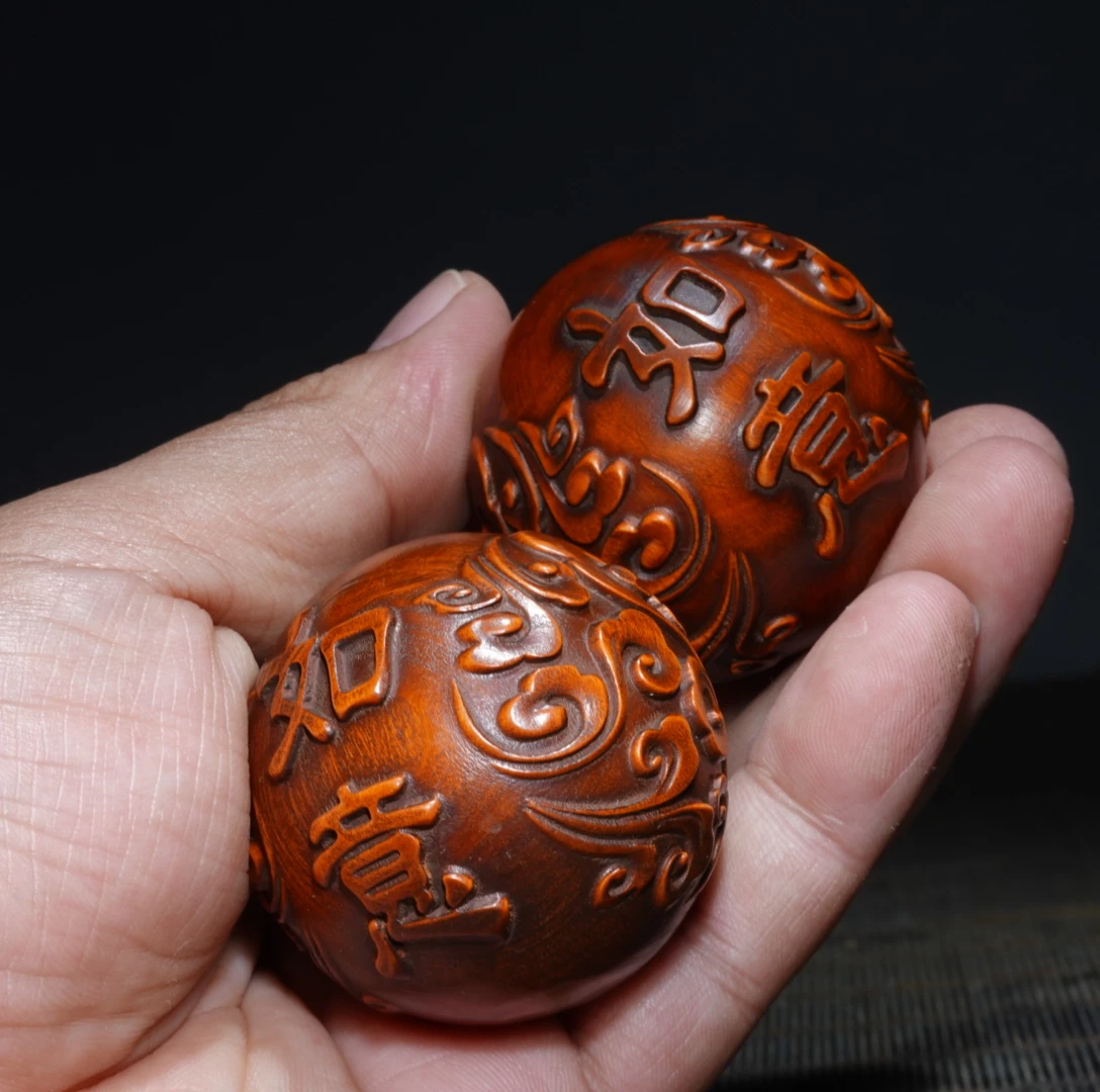 Sports Equipment In Chinese - 50mm Boxwood Carving Exquisite Patterns Meditation