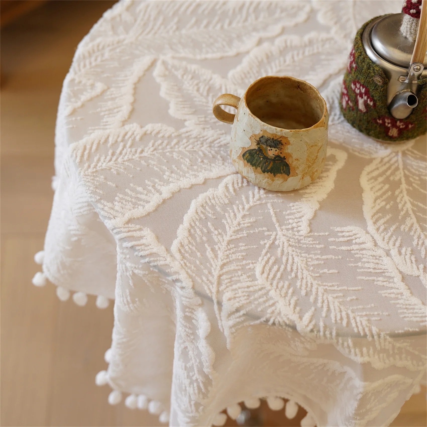 YFY feather yarn ball edge lace tablecloth pastoral rectangular dining table cloth coffee table small round table