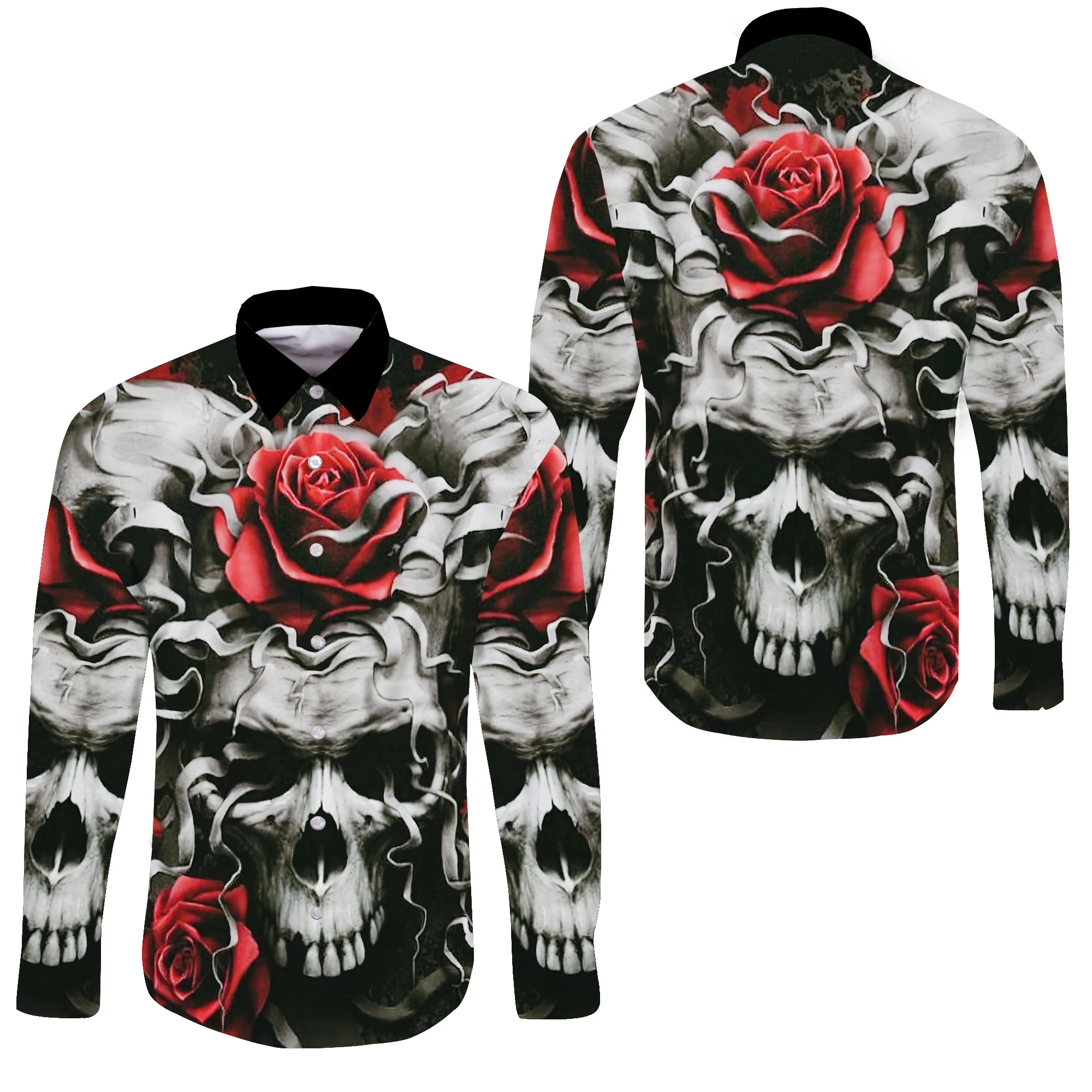 

The Gentleman's Skull 3D Print Lapel Men Shirt ManWomen Casual Fashion Long Sleeves Shirts Button Tops Oversized Unisex Clothes